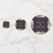 Confettis Mariage Gatsby d'or violet géométrique (Devant)