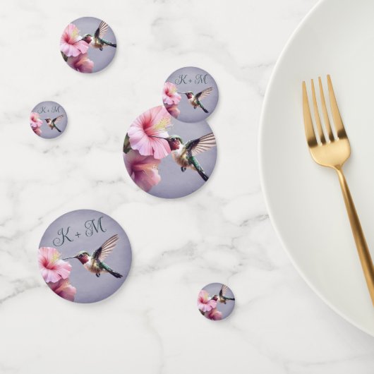 Confettis Mariage Monogramme de colibri et d'hibiscus | Pour (Groupe)
