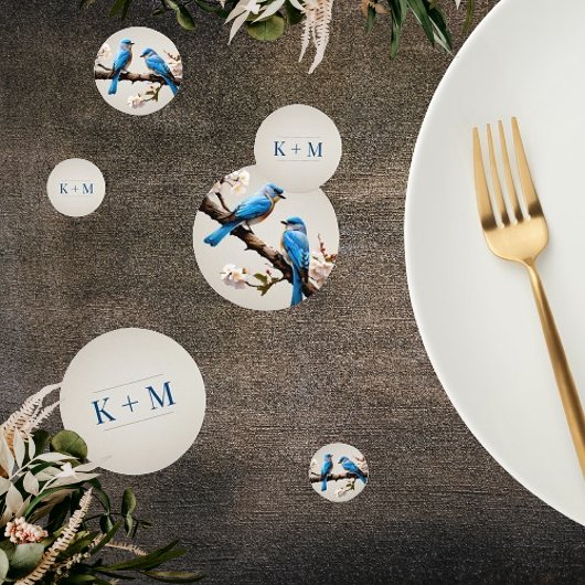 Confettis Mariage Monogramme de printemps Bluebirds