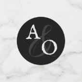Confettis Mariage Monogramme minimaliste noir (Petit recto)