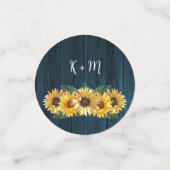 Confettis Mariage Monogramme Tournesol Bleu Rustique (Petit recto)