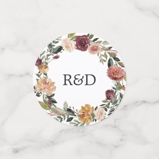 Confettis Mariage personnalisé en fleur rustique (Petit recto)