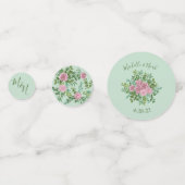 Confettis Mariage Vintage Vert & Rose Pastel Floral (Devant)