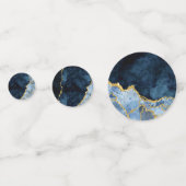 Confettis Marine Blue & Gold Foil Marble Agate Party (Devant)