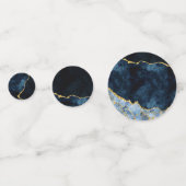 Confettis Marine Blue & Gold Foil Marble Agate Party (Derrière)