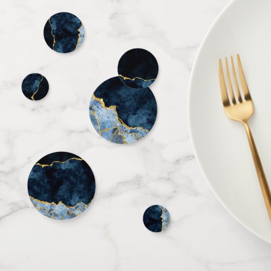 Confettis Marine Blue & Gold Foil Marble Agate Party (Groupe)
