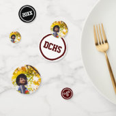 Confettis Maroon Modern Circles Photo Graduation (Groupe)