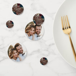 Confettis Marsala & Navy Fleurs Mariage de bois rustique