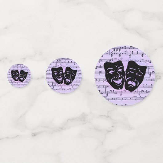 Confettis Masques de musique et de théâtre violets (Derrière)