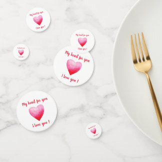 Confettis Minimaliste Je t'aime rouge Saint-Valentin