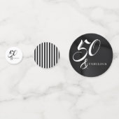 Confettis Modern Elegant Black White 50 Fabulous Birthday (Devant)