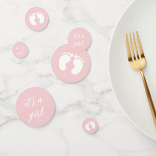 Confettis Moderne C'est une fille baby shower mignon rose po
