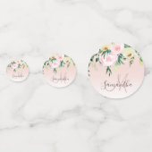 Confettis Moderne Pastel Rose & Fleurs Avec Nom (Devant)