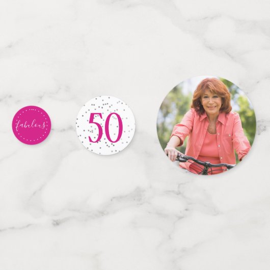 Confettis Moderne rose argent et blanc 50 et fabuleux (Derrière)