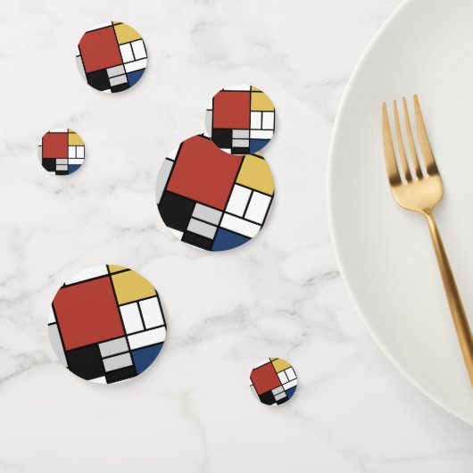 Confettis Mondrian Peinture Rouge Plane Jaune Noir Gris Bleu (Groupe)