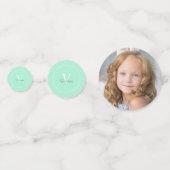 Confettis Monogramme de Menthe Magique Photo Anniversaire (Devant)