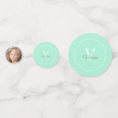 Confettis Monogramme de Menthe Magique Photo Anniversaire (Derrière)