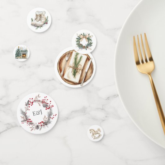 Confettis Monogramme de Noël d'hiver rustique (Groupe)