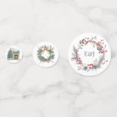 Confettis Monogramme de Noël rustique d'hiver (Derrière)