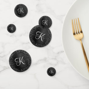 Confettis Monogramme d'étincelle à Parties scintillant noire