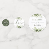 Confettis Monogramme floral de verdure mariage vert olive (Derrière)