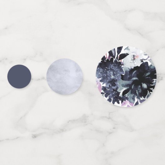 Confettis Monogramme Mariage d'aquarelle de la marine floral (Derrière)