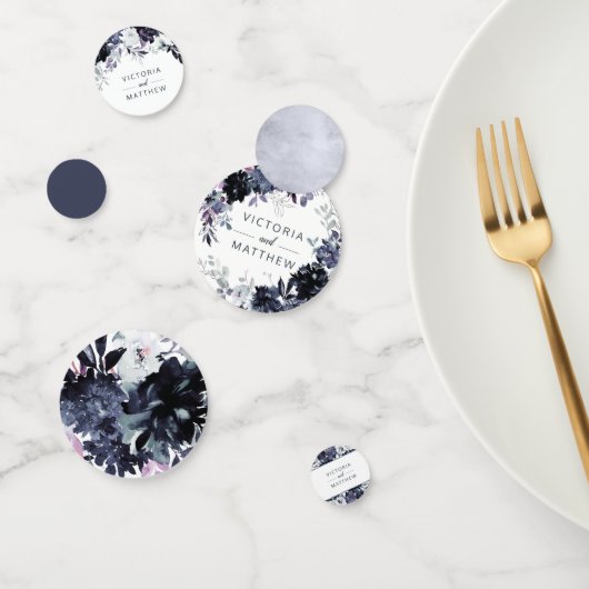 Confettis Monogramme Mariage d'aquarelle de la marine floral (Groupe)