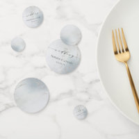 Monogramme Mariage en argent poli bleu Ombre Dusty