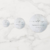 Confettis Monogramme Mariage en argent poli bleu Ombre Dusty (Devant)