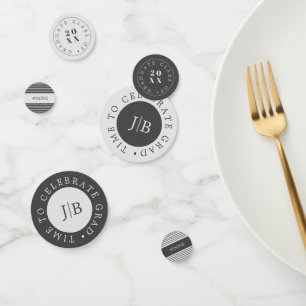 Confettis Monogramme moderne Silver Grey Graduation Party