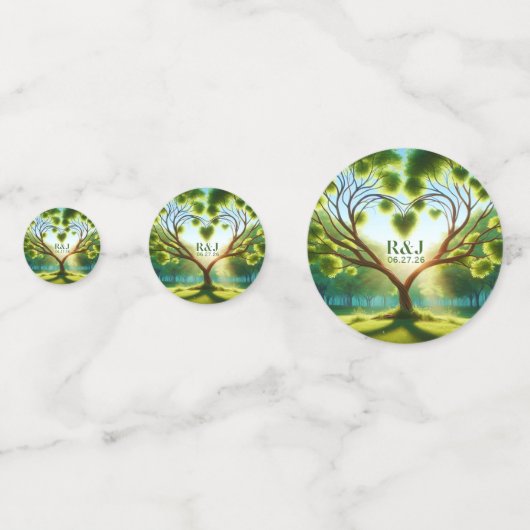 Confettis Monogramme vert romantique Ajouter Mariage photo C (Devant)