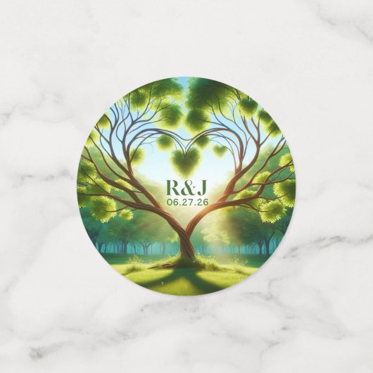 Confettis Monogramme vert romantique Ajouter Mariage photo C (Petit recto)