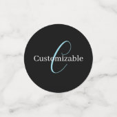 Confettis Monographie de script cursive modifiable noir bleu (Petit recto)