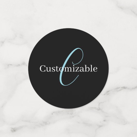 Confettis Monographie de script cursive modifiable noir bleu (Petit recto)