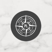 Confettis Monographie d'emblème de compas noir et blanc (Petit recto)