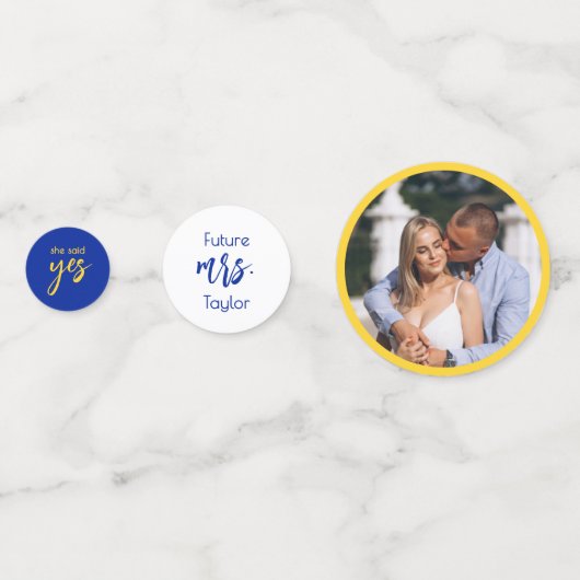 Confettis Mosaïque italienne Carrelage bleu et Fête des mari (Derrière)