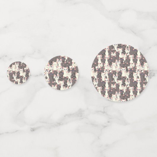 Confettis Motif de chats blancs et gris (Derrière)