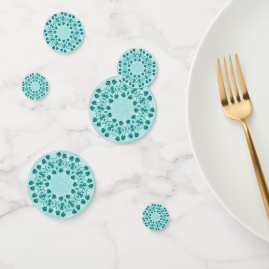 Confettis Motif floral, bleu Turquoise (Groupe)