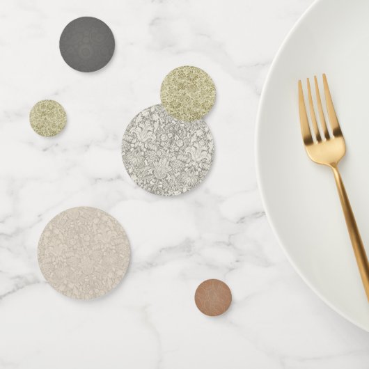 Confettis Motif Floral Vert Sage Antique Damas (Groupe)