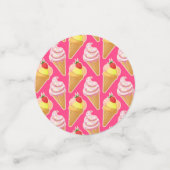 Confettis Motif rose Kawaii avec crème glacée aux fraises (Petit recto)