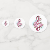 Confettis Musical treble clef notes with sakura flowers (Derrière)
