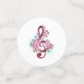Confettis Musical treble clef notes with sakura flowers (Petit recto)