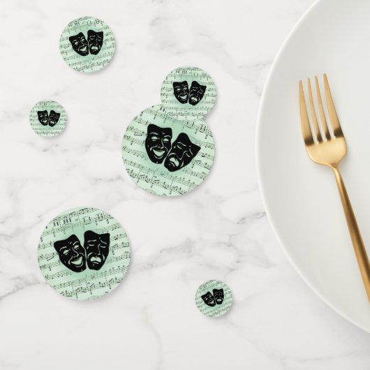 Confettis Musique verte et masques grecs de théâtre (Groupe)