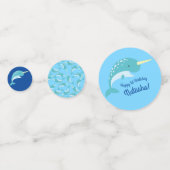 Confettis Narwhals Ocean Cute 1er Anniversaire Thème de fête (Derrière)