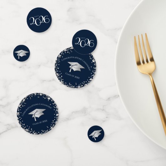 Confettis Navy Blue and Silver Graduation (Groupe)