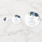 Confettis Navy Blue Flowers, Greenery, Boho, Birthday (Derrière)