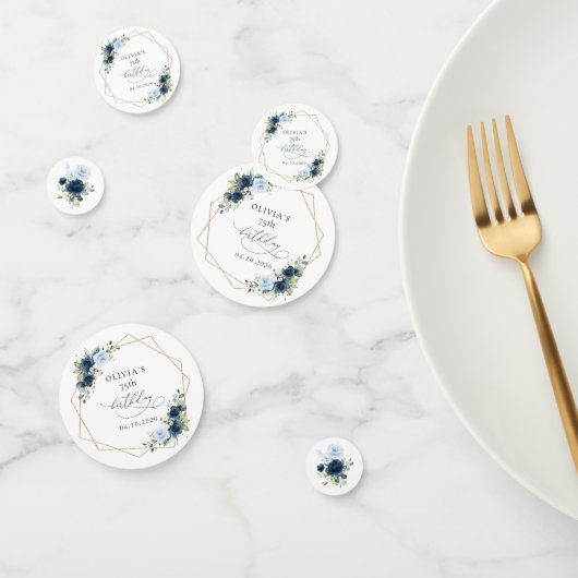 Confettis Navy Flowers, Blue Flowers, Greenery, Birthday (Groupe)