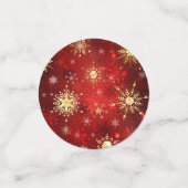 Confettis Noël Golden Snowflakes sur Arrière - plan rouge (Petit recto)