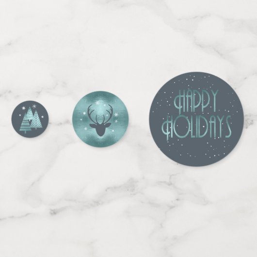 Confettis Noël Joyeux Vacances Antlers Turquoise ID864 (Derrière)