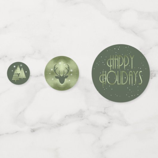 Confettis Noël Joyeux Vacances Antlers Vert ID864 (Derrière)